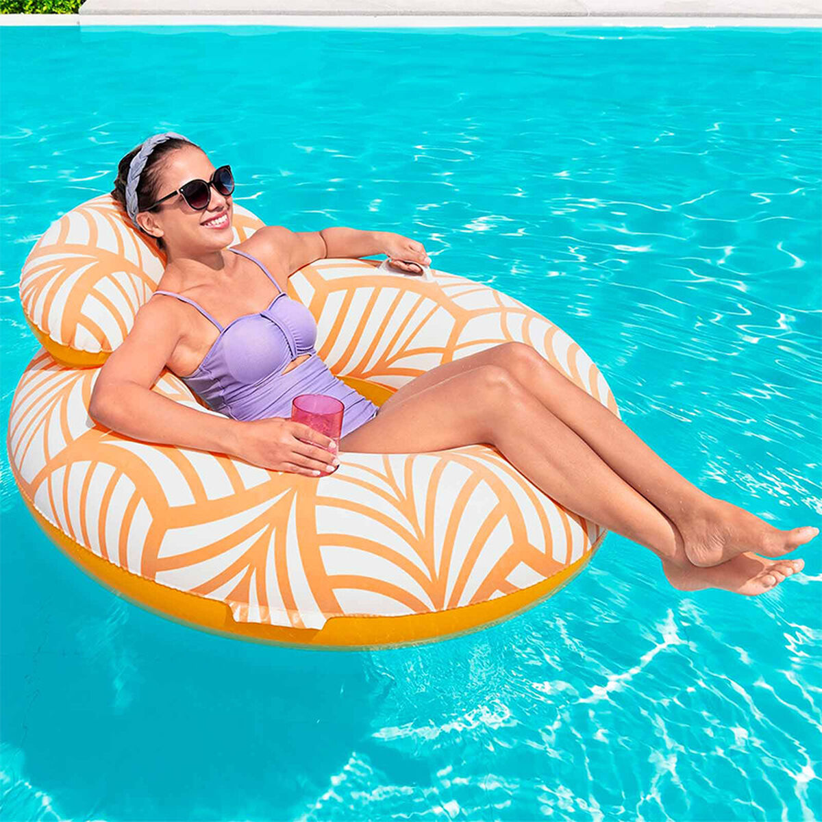 Bestway Uppblåsbar Deluxe Komfortstol med Ryggstöd och Handtag 118x117 cm Strand och Pool 43643 - 10