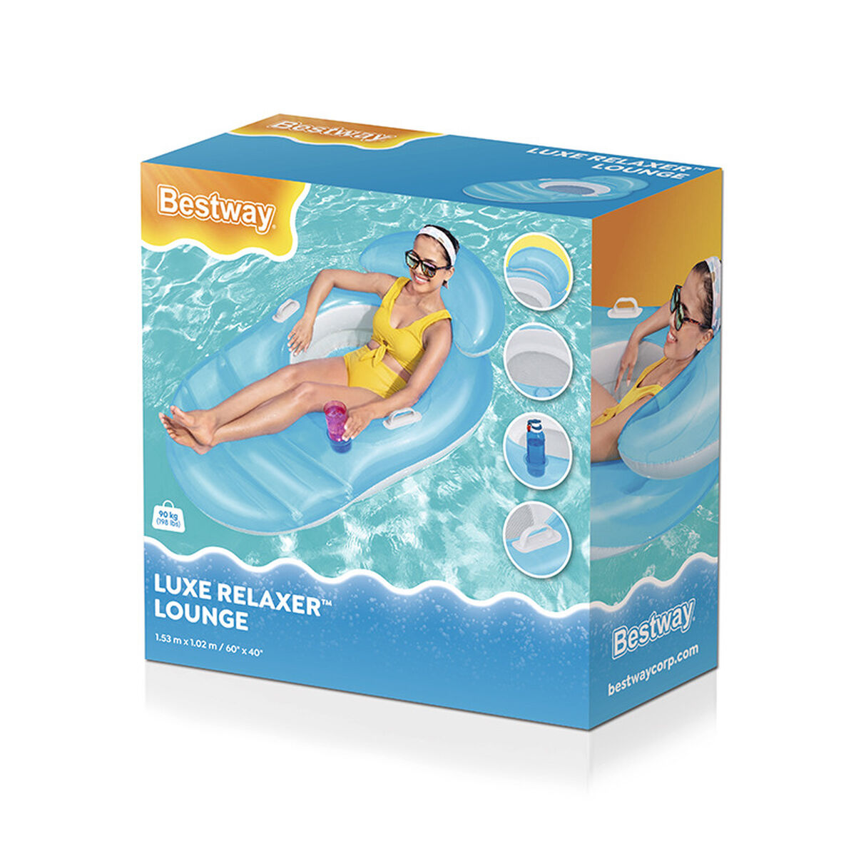 Bestway Uppblåsbar Lyx Relaxer-stol 153x102 cm Strand och Pool 43646 - 9