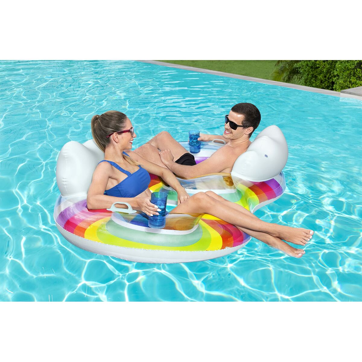 Bestway uppblåsbart hjul med handtag och ryggstöd 186x116 cm Strand och pool 43648 - 14