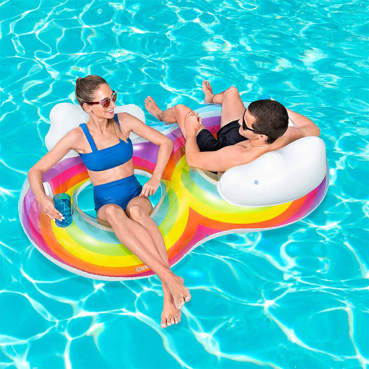 Bestway uppblåsbart hjul med handtag och ryggstöd 186x116 cm Strand och pool 43648 - 10