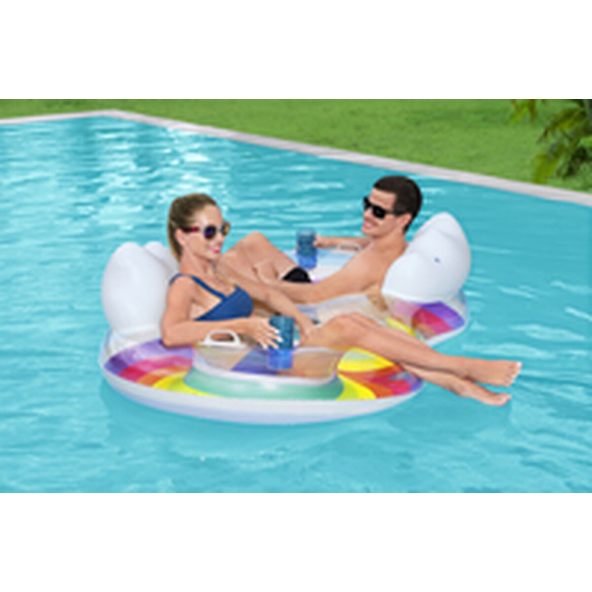 Bestway uppblåsbart hjul med handtag och ryggstöd 186x116 cm Strand och pool 43648 - 15