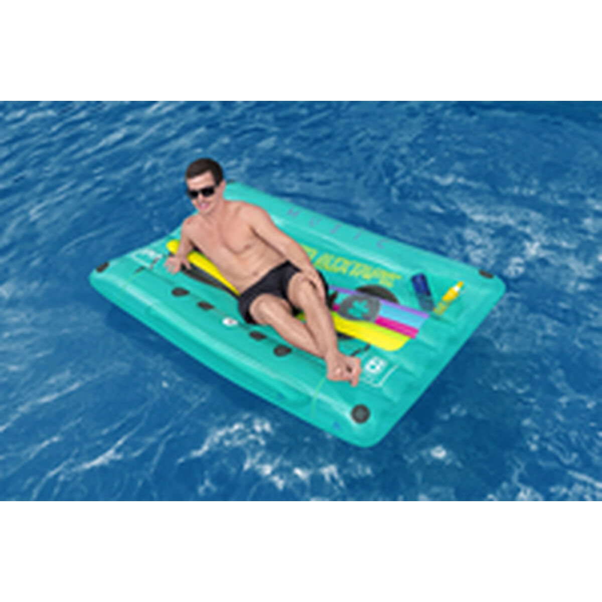 Bestway Uppblåsbar Madrass Retro Kassett 174x117 cm Strand och Pool 43649 - 13