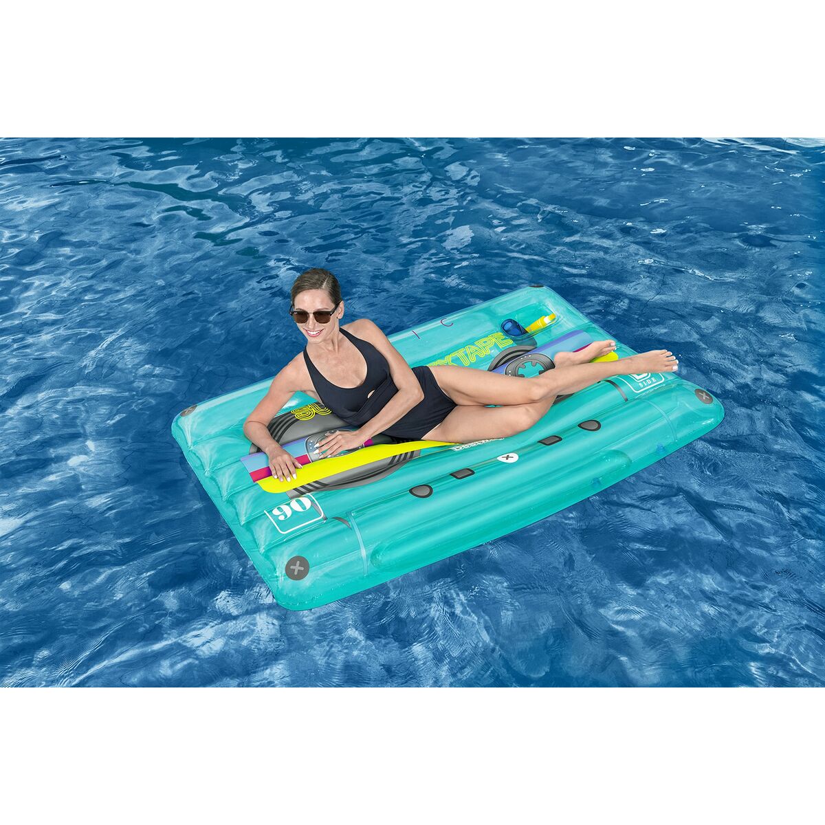 Bestway Uppblåsbar Madrass Retro Kassett 174x117 cm Strand och Pool 43649 - 3