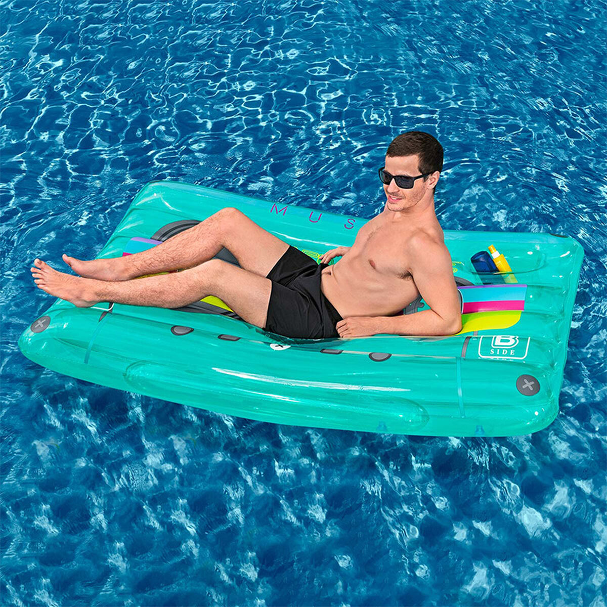 Bestway Uppblåsbar Madrass Retro Kassett 174x117 cm Strand och Pool 43649 - 10