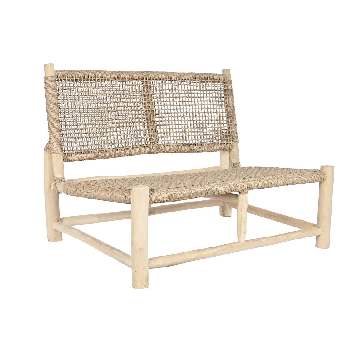Trädgårdssoffa DKD Home Decor Vit Naturell Teak 120 x 81 x 84 cm