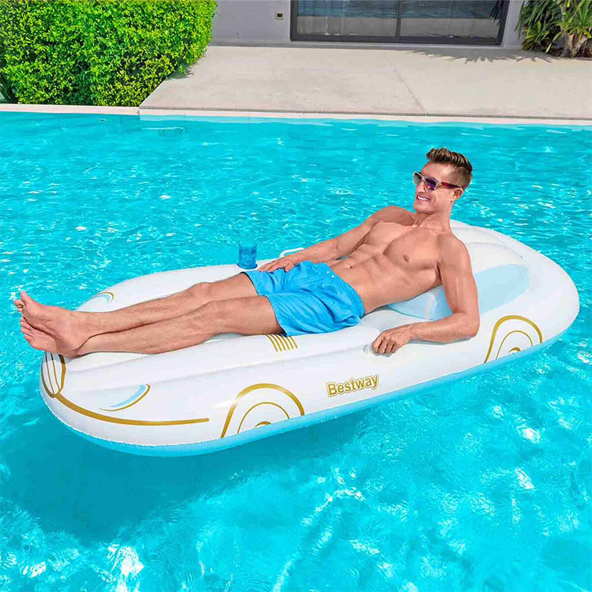 Bestway Uppblåsbar Flotte kryssare med Ryggstöd och Handtag 228x108 cm Strand och Pool 43651 - 11
