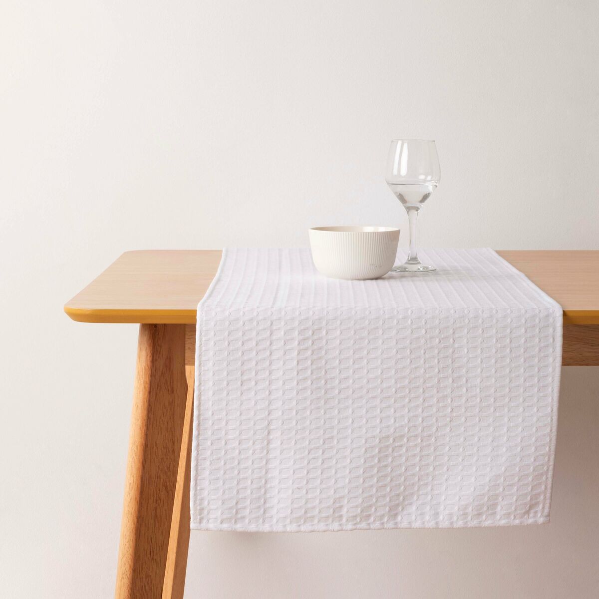 Bordslöpare Belum Waffle Vit 45 x 140 cm