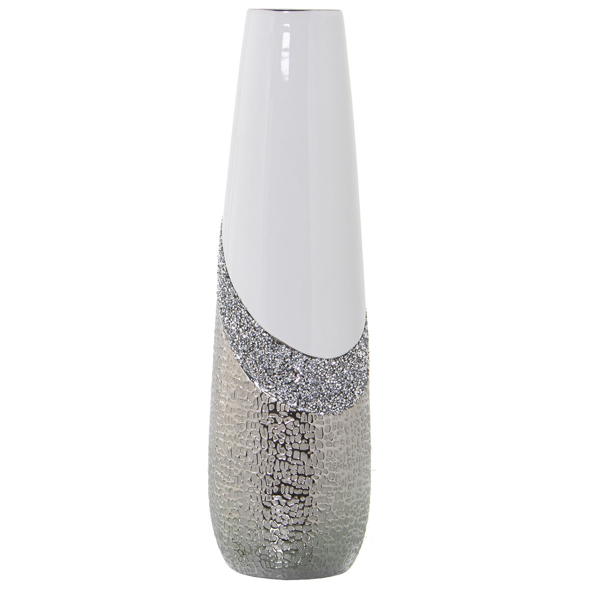 Vas Alexandra House Living Vit Silvrig Keramik Glansig 13 x 13 x 45 cm