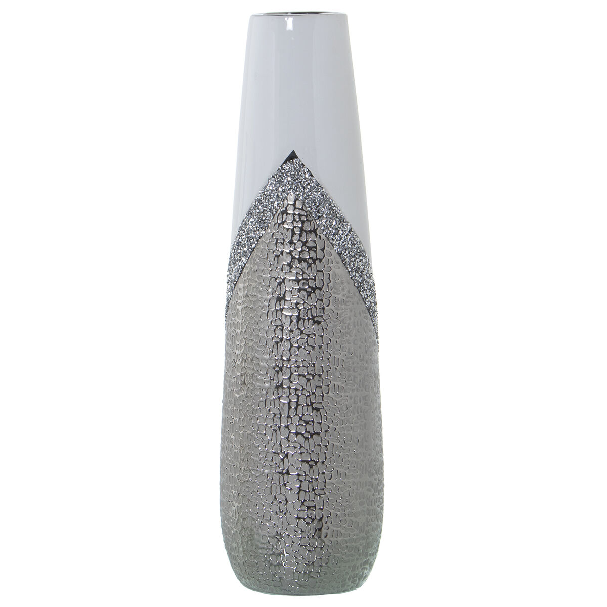 Vas Alexandra House Living Vit Silvrig Keramik Glansig 13 x 13 x 45 cm - 3
