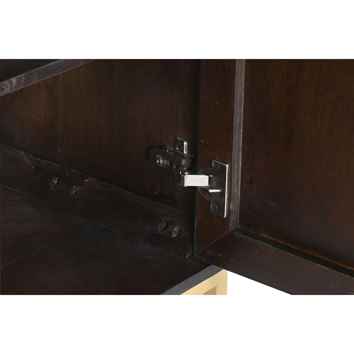 Skänk Home ESPRIT Gyllene Mörkbrun Metall Mangoträ 157,5 x 47 x 76,2 cm - 7