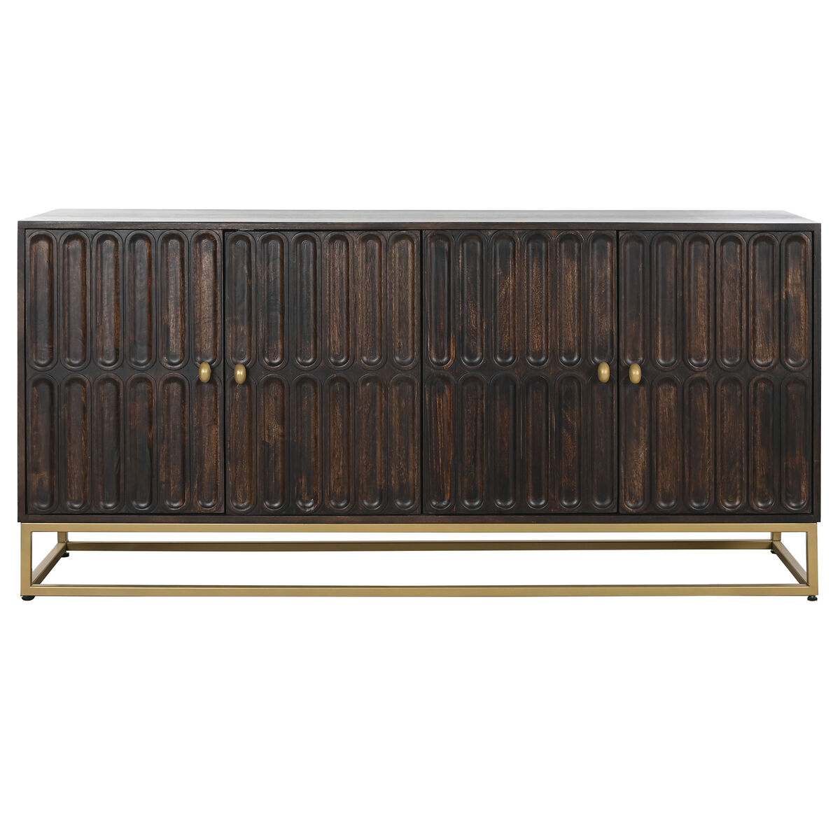Skänk Home ESPRIT Gyllene Mörkbrun Metall Mangoträ 157,5 x 47 x 76,2 cm - 4
