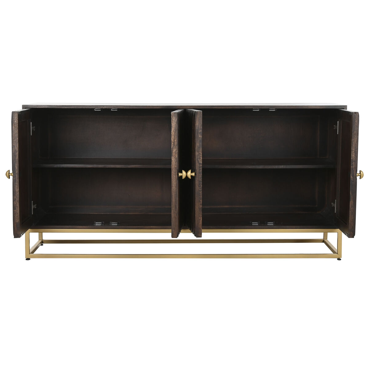 Skänk Home ESPRIT Gyllene Mörkbrun Metall Mangoträ 157,5 x 47 x 76,2 cm - 6