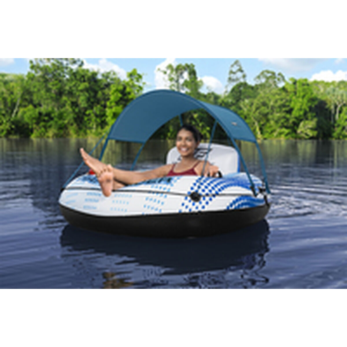 Bestway Uppblåsbara Ring med Handtag Rapid Rider med Parasoll D137 cm Strand och Pool 43725 - 7
