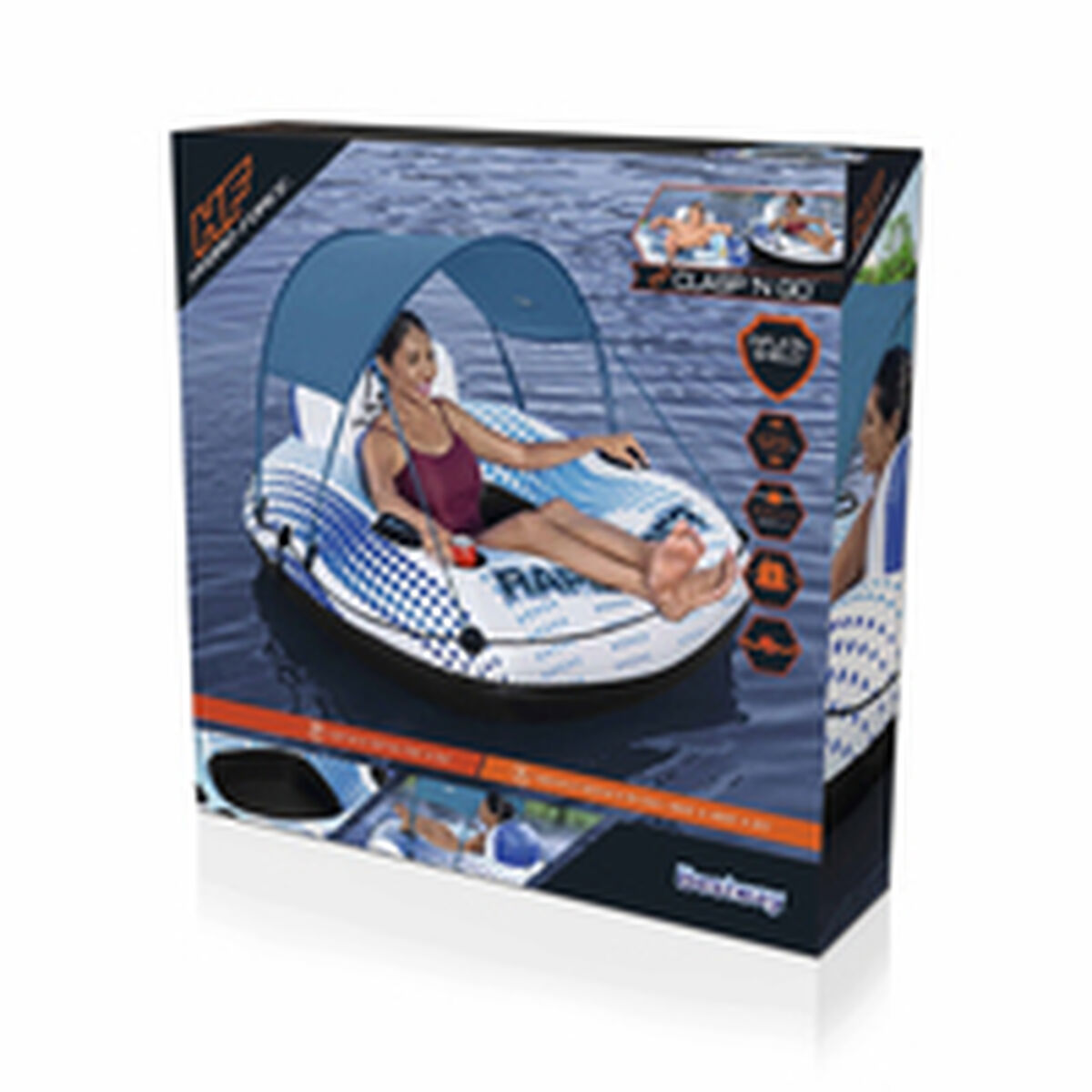 Bestway Uppblåsbara Ring med Handtag Rapid Rider med Parasoll D137 cm Strand och Pool 43725 - 11