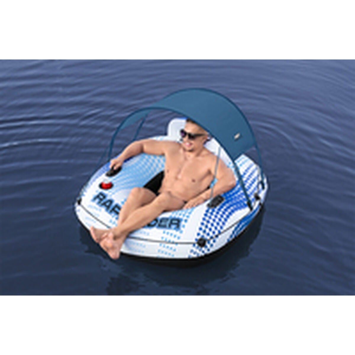 Bestway Uppblåsbara Ring med Handtag Rapid Rider med Parasoll D137 cm Strand och Pool 43725 - 3