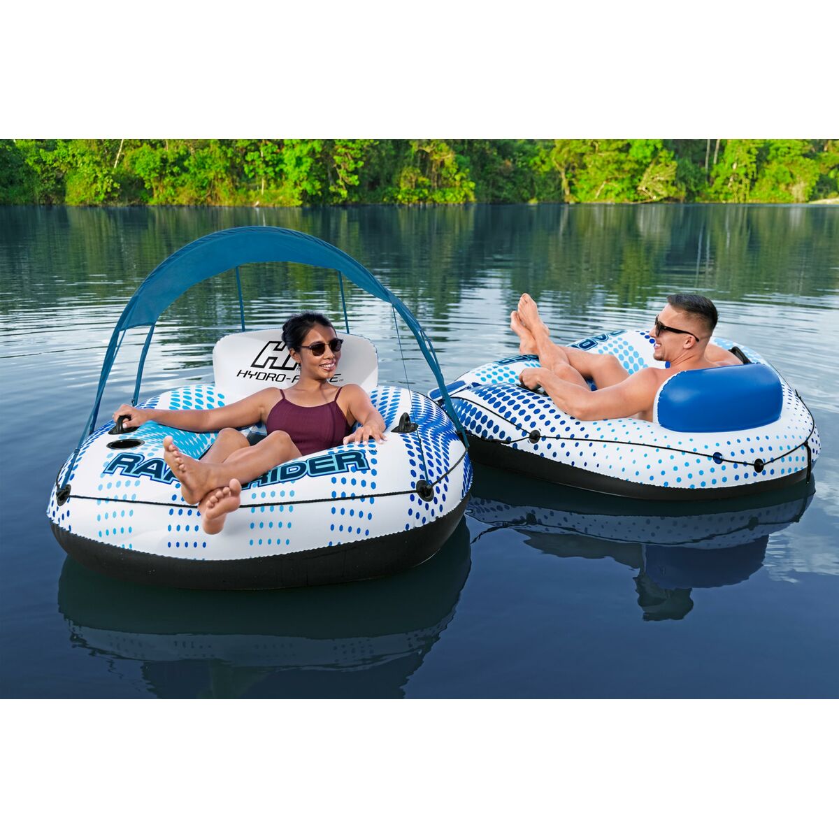 Bestway Uppblåsbara Ring med Handtag Rapid Rider med Parasoll D137 cm Strand och Pool 43725 - 4