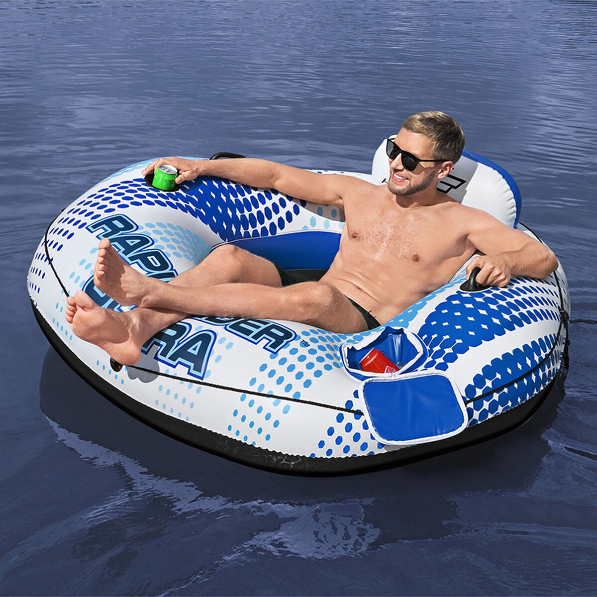 Bestway Uppblåsbart Hjul med Handtag Rapid Rider med Kylare 165x148 cm Strand och Pool 43726 - 10