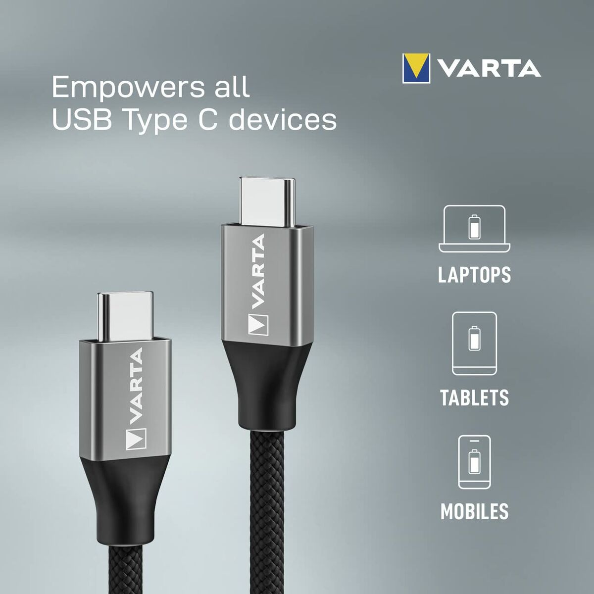 USB-C-kabel Varta 2 m Svart - 5