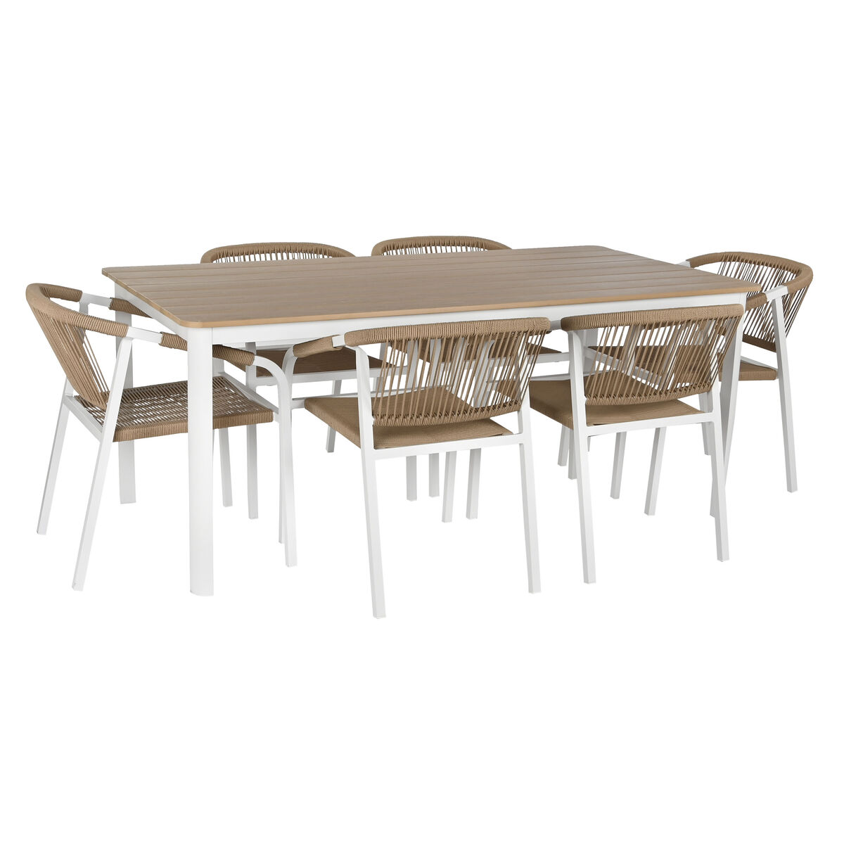 Bordsgrupp med 6 stolar Home ESPRIT Vit Naturell 180 x 90 x 75 cm