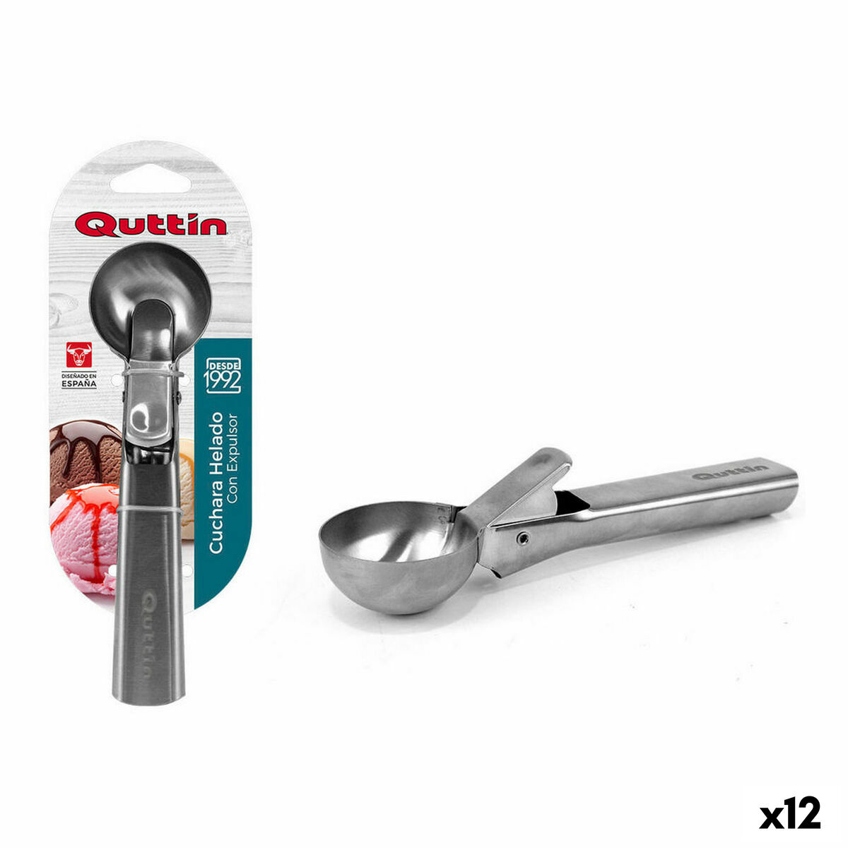 Glassked Quttin 62955 Rostfritt stål Silvrig 18 x 5 x 4 cm (12 antal) - 3