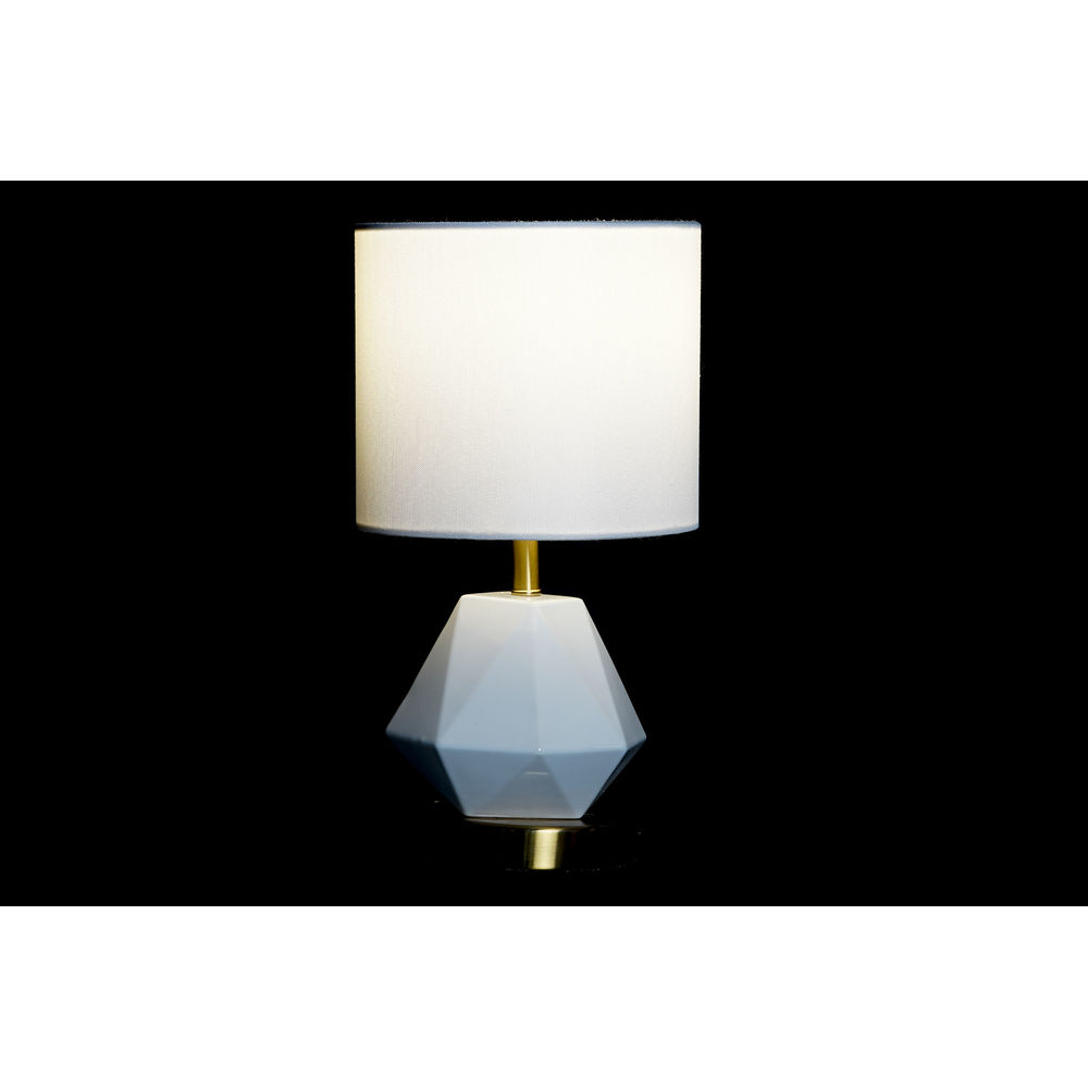 Bordslampa DKD Home Decor Vit Polyester Metall Keramik 220 V Gyllene 50 W (20 x 20 x 37 cm) - 3