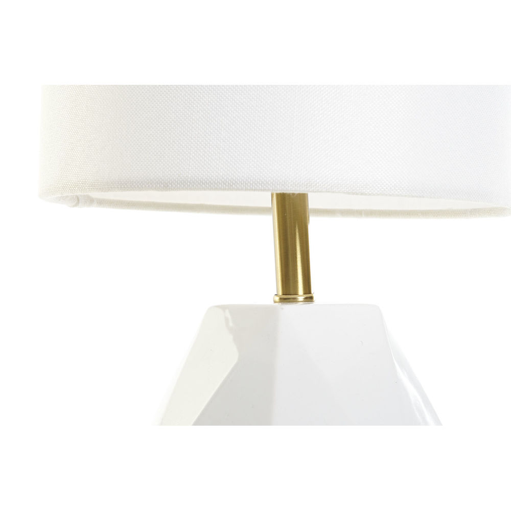 Bordslampa DKD Home Decor Vit Polyester Metall Keramik 220 V Gyllene 50 W (20 x 20 x 37 cm) - 2