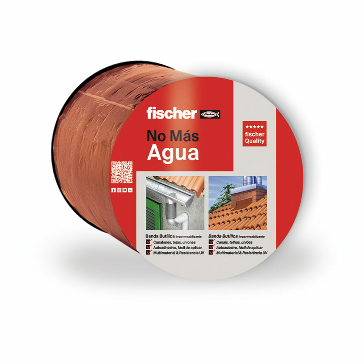 Självhäftande band Fischer Brun Takpanna 10 m x 10 cm - 5