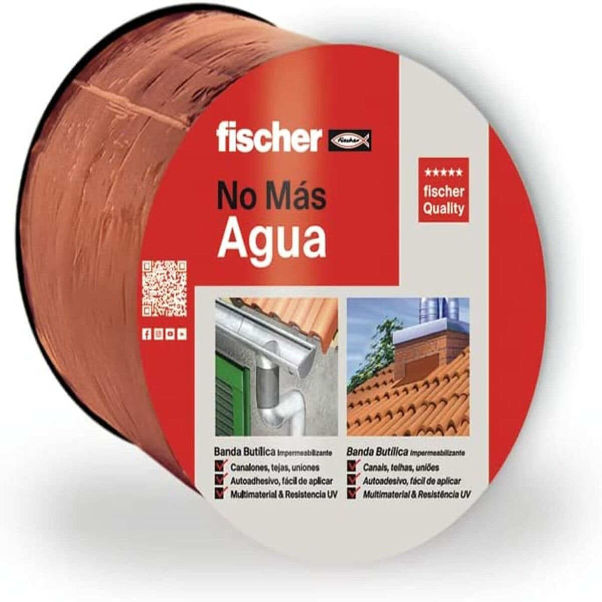 Självhäftande band Fischer Brun Takpanna 10 m x 10 cm - 8