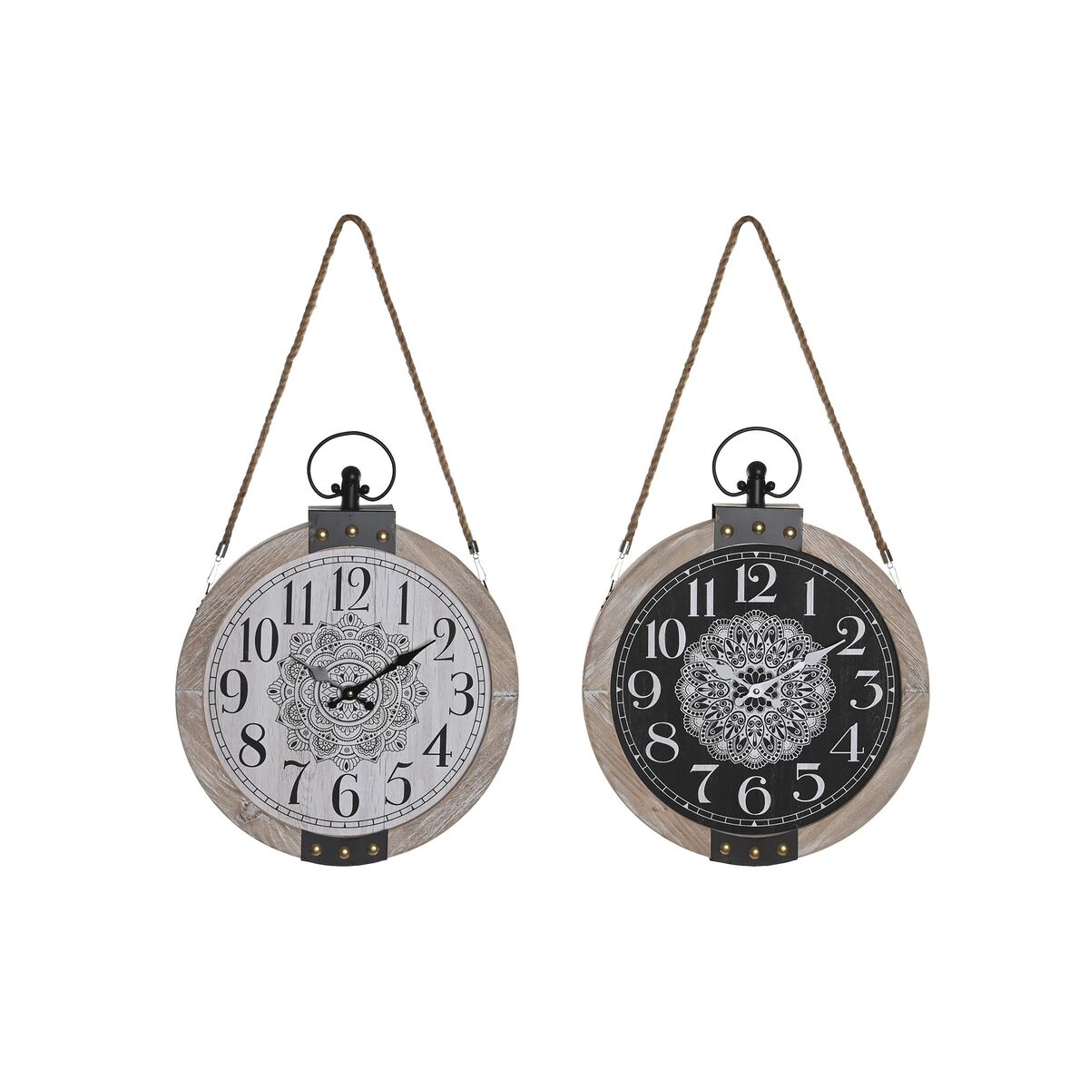 bordsklocka DKD Home Decor Vit Svart Mandala (2 antal) - 4