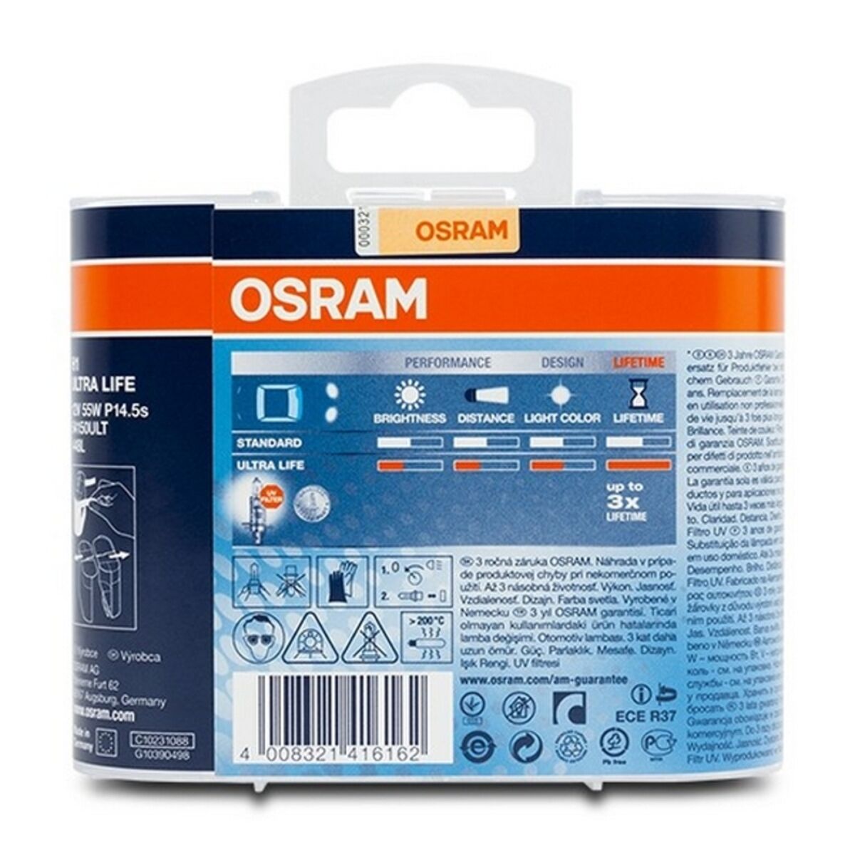 Glödlampa för bil Osram 4008321416162 H1 12V 55W 3200K - 11