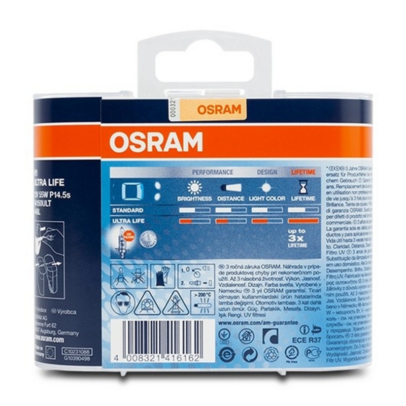 Glödlampa för bil Osram 4008321416162 H1 12V 55W 3200K - 5
