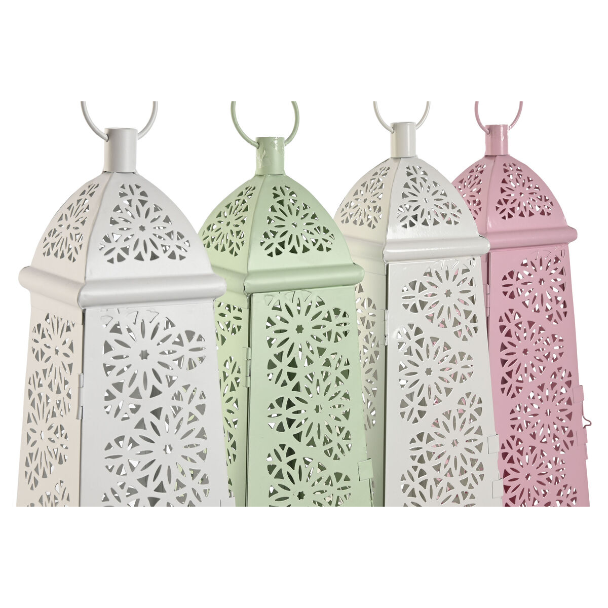 Lykta Home ESPRIT Vit Grön Rosa Metall Aluminium Shabby Chic 13 x 13 x 43 cm (4 antal) - 2