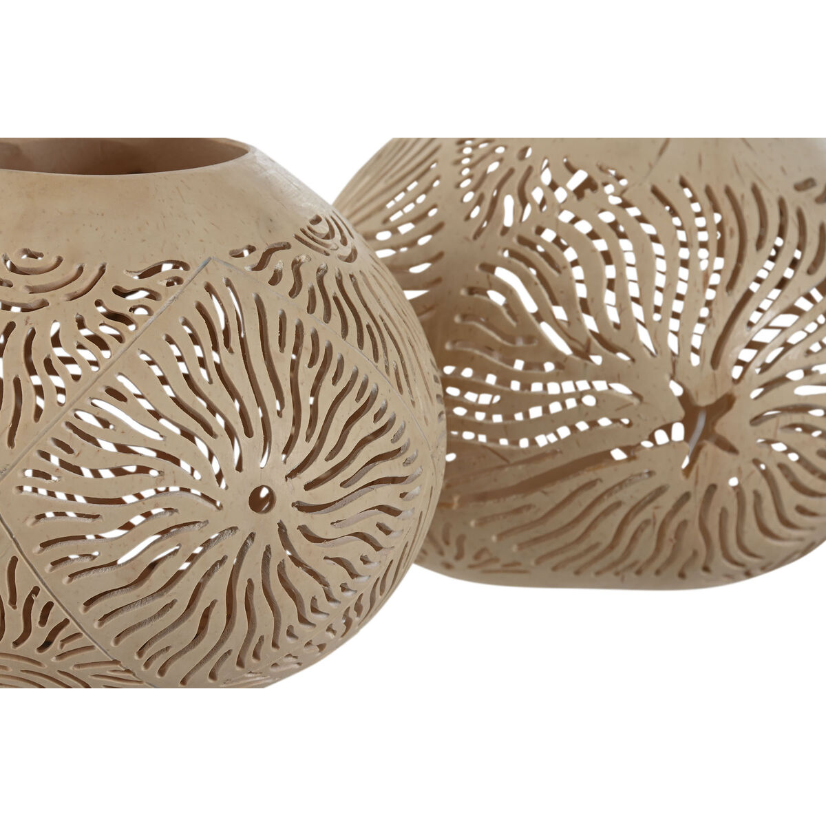 Ljusstakar Home ESPRIT Kokosfiber 15 x 15 x 13 cm (2 antal) - 2