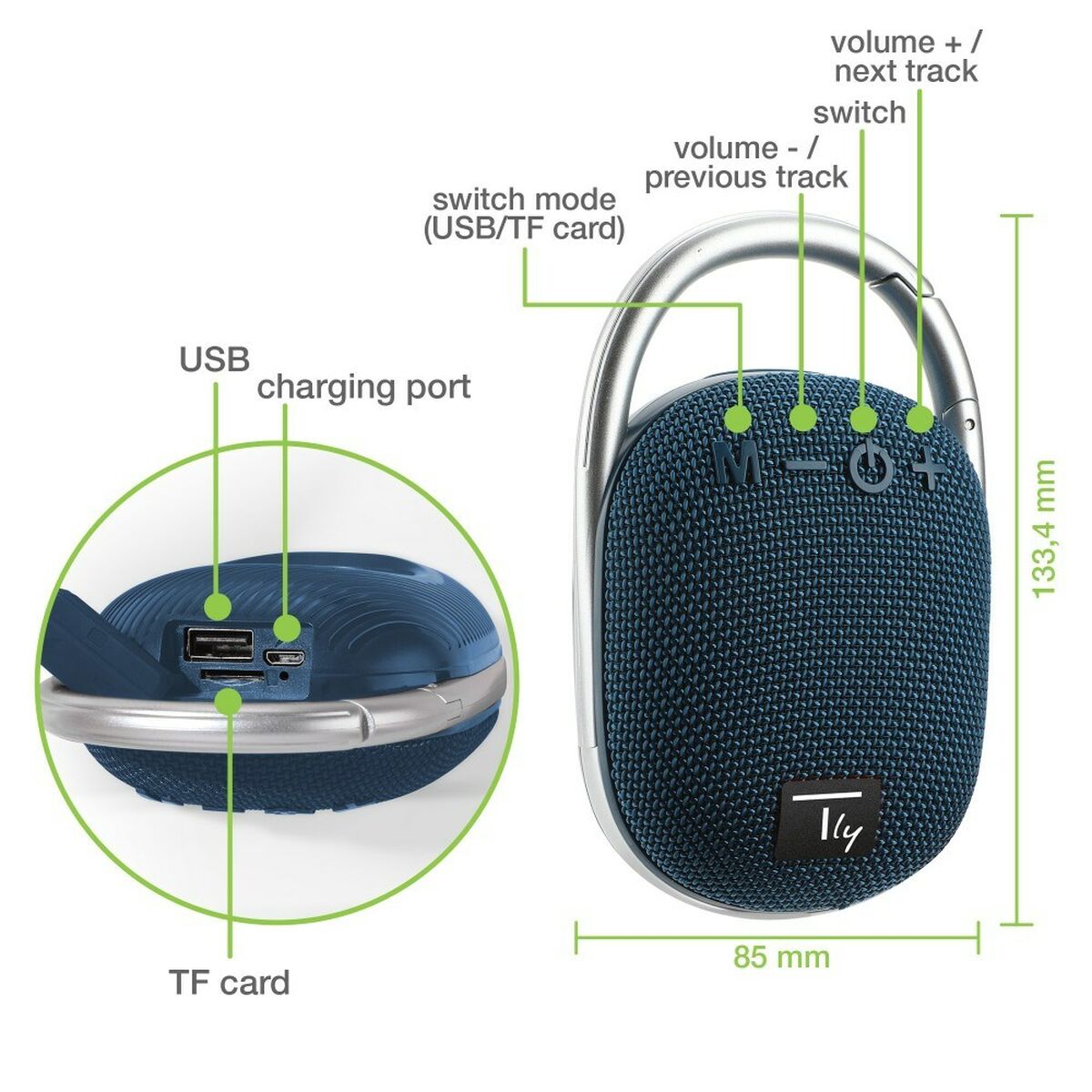 Bärbar Bluetooth Högtalare Techly ICASBL321BL Blå - 4