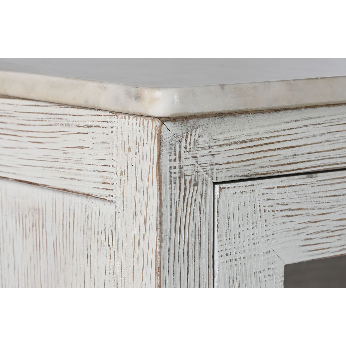 Skänk Home ESPRIT Vit Glas Mangoträ 175 x 45,2 x 105 cm - 8