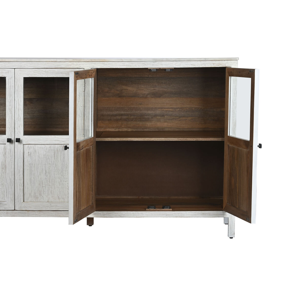 Skänk Home ESPRIT Vit Glas Mangoträ 175 x 45,2 x 105 cm - 5