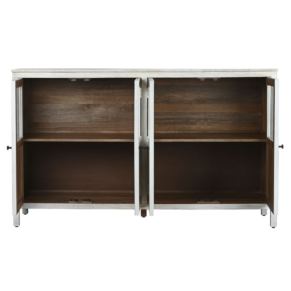 Skänk Home ESPRIT Vit Glas Mangoträ 175 x 45,2 x 105 cm - 4