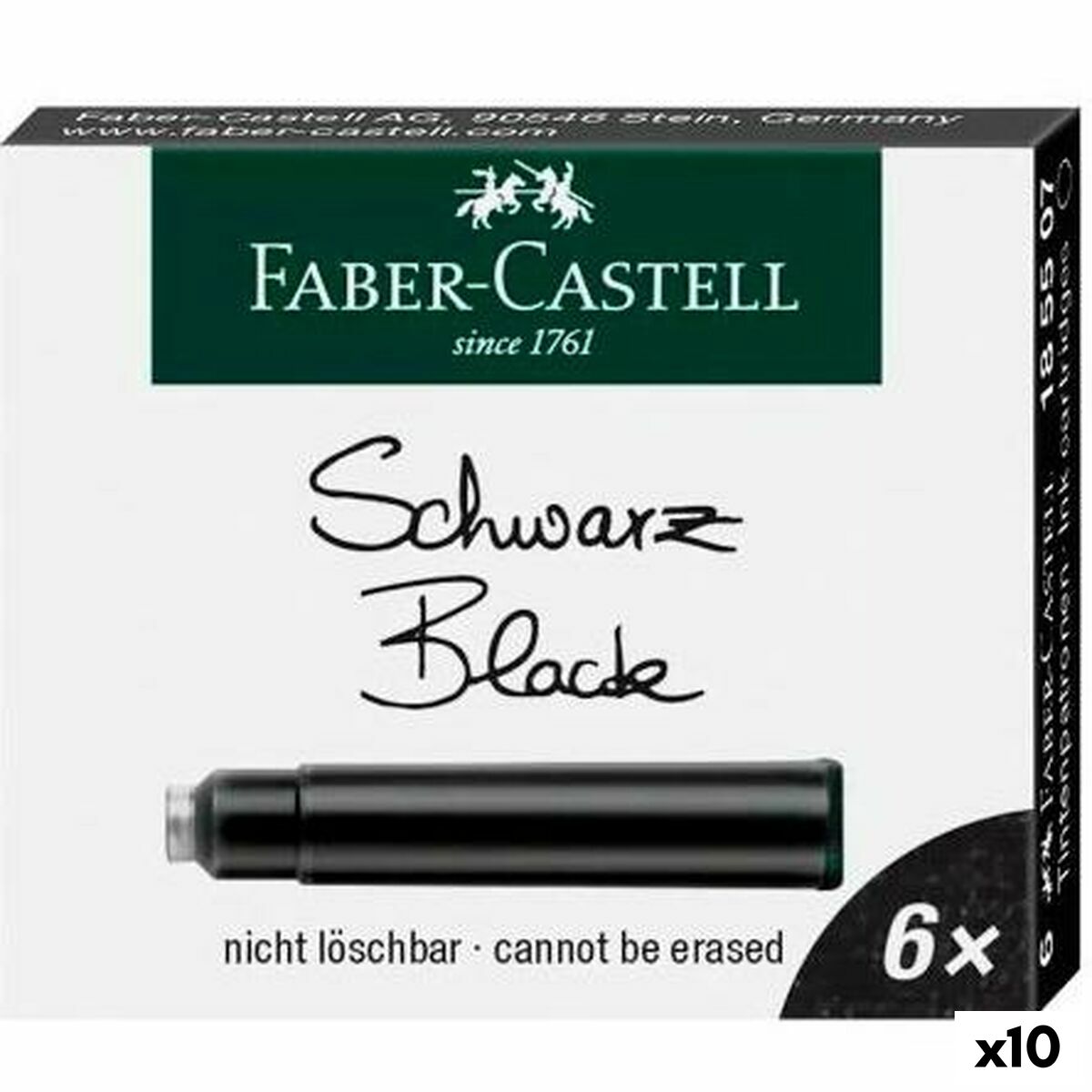 Bläckpåfyllning för penna Faber-Castell Svart 6 Delar (10 antal)