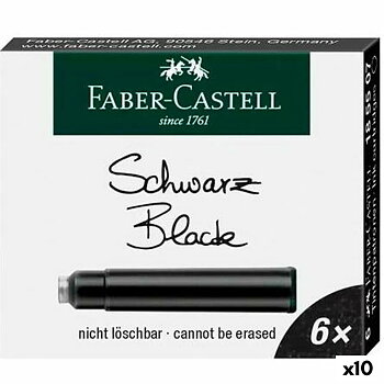 Bläckpåfyllning för penna Faber-Castell Svart 6 Delar (10 antal)