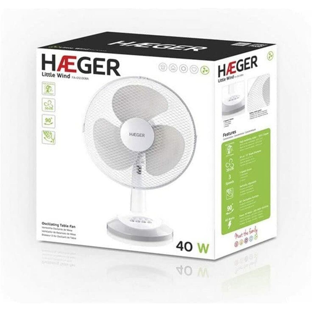 Bordsfläkt Haeger FA-012.008A Vit 40 W - 2