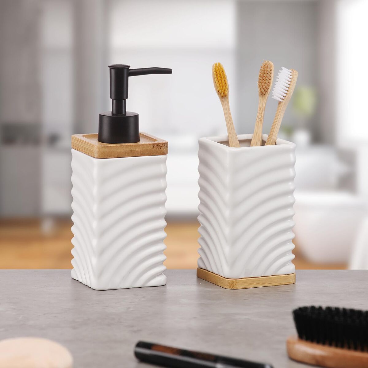 Tvåldispenser Versa Vit Bambu - 2