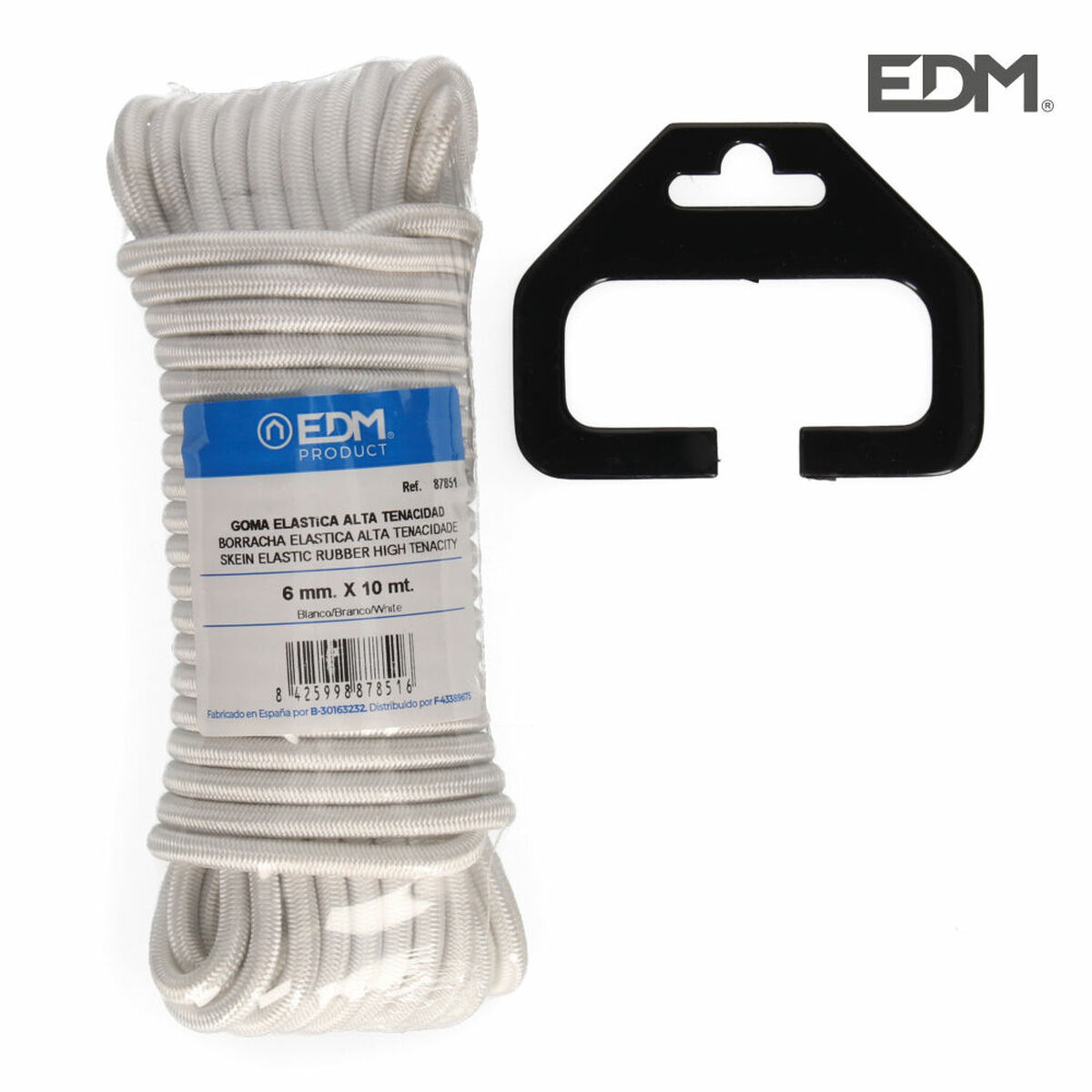 Elastisk sladd EDM 87851 Vit 10 m