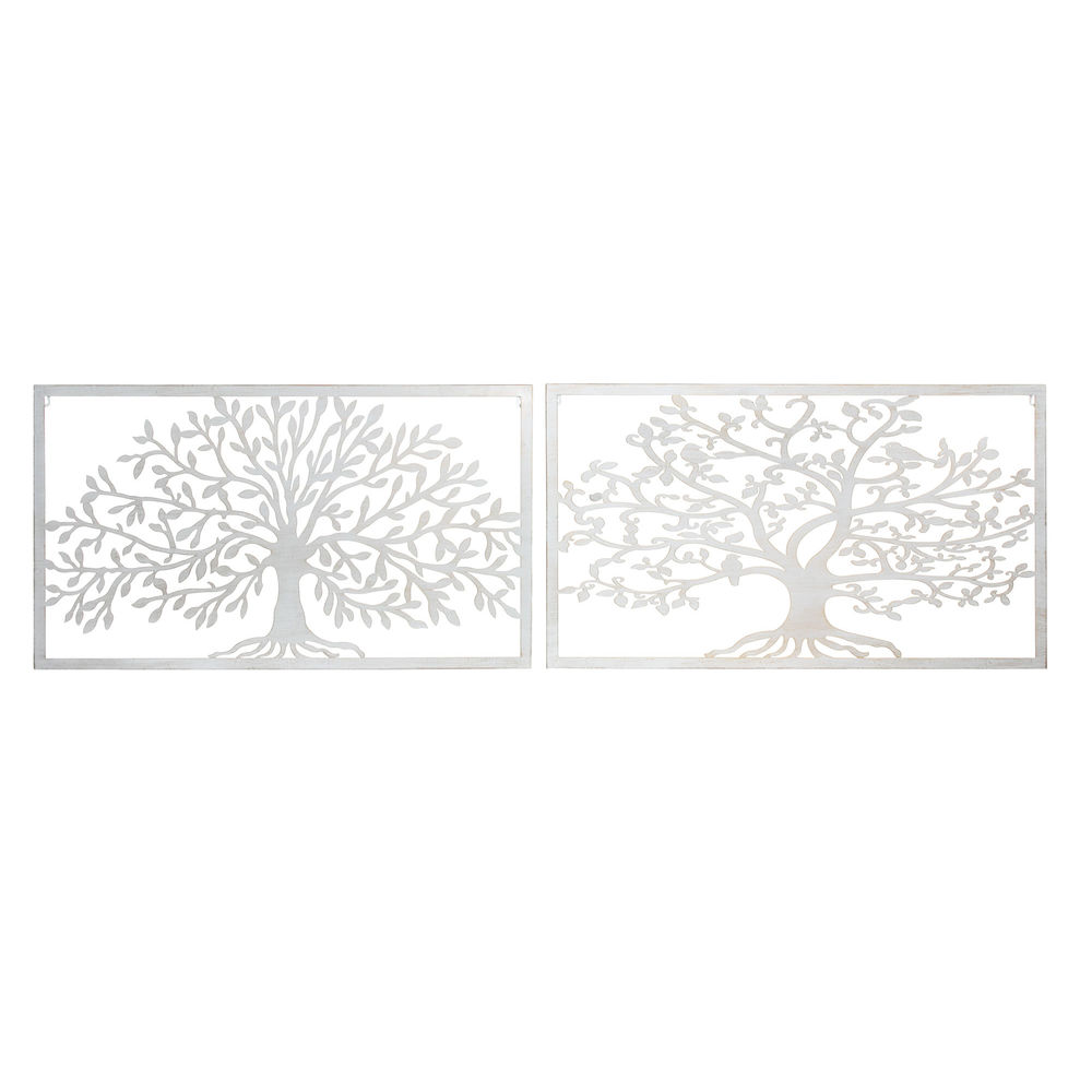 Väggdekoration DKD Home Decor 84,5 x 1 x 49 cm Träd Vit Cottage (2 antal)