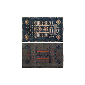 Matta DKD Home Decor 120 x 180 x 0,4 cm Blå Orange Polyester Arab (2 antal)