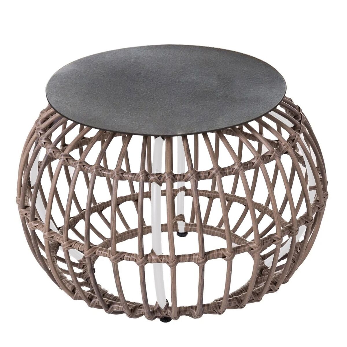Sidobord Ariki 50 x 50 x 34 cm syntetisk rattan Stål Vit