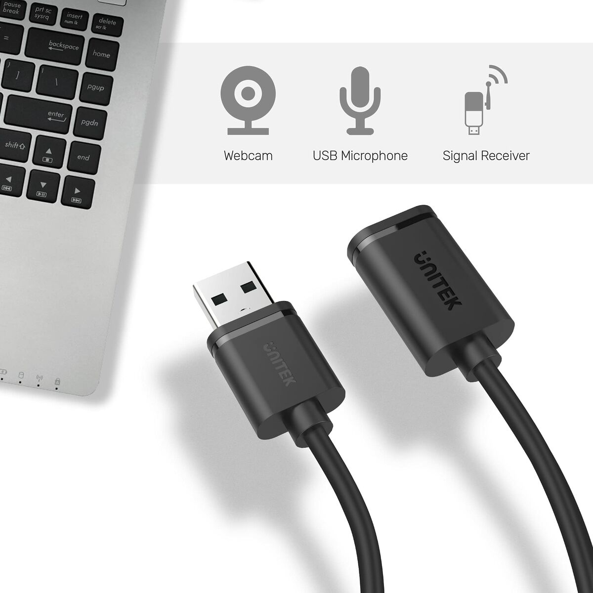 USB-kabel Unitek Y-C450GBK Hankontakt/Honkontakt Svart 2 m - 3