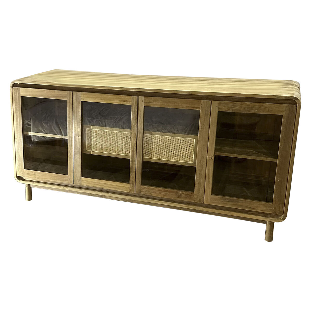 Skänk Home ESPRIT Glas Teak 180 x 50 x 90 cm