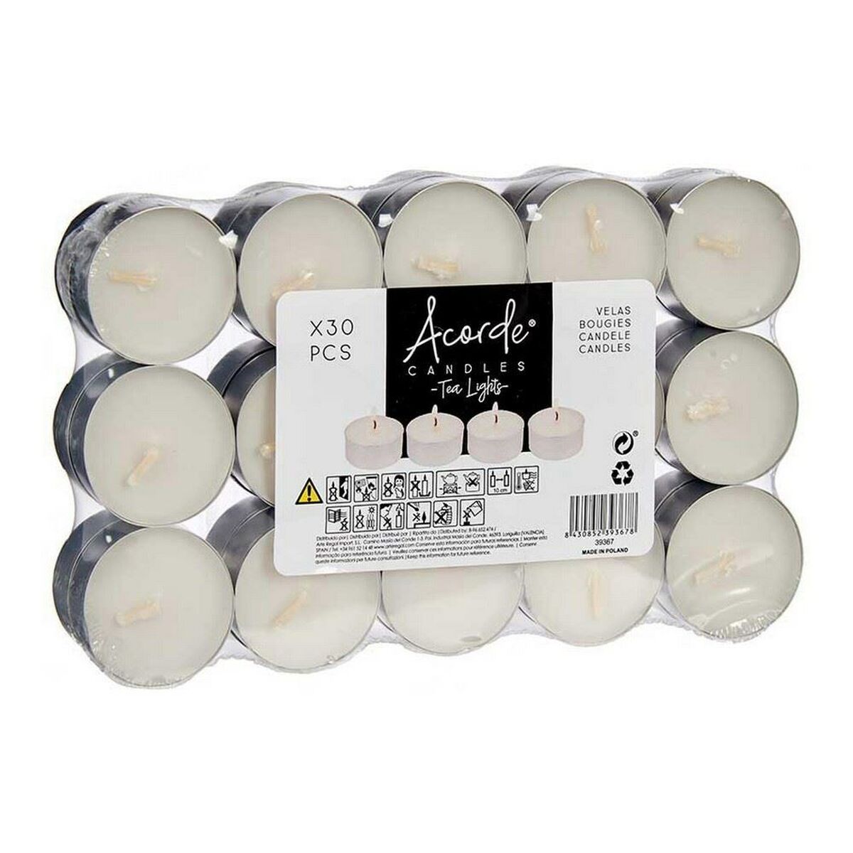 Set med levande ljus Acorde Vit Silvrig Liten (24 antal) - 2