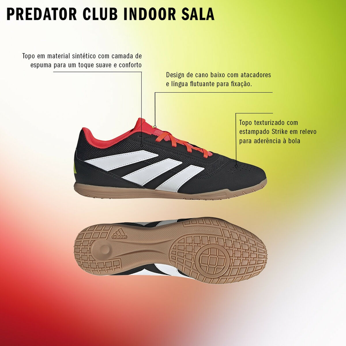 Fotbollsskor för inomhusbruk för vuxna Adidas Sala Predator Club In Svart - 3