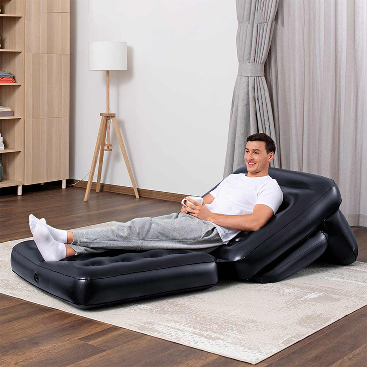 Bestway Uppblåsbar Stol 4 Positioner Svart 191x38x25 cm Inuti 75114 - 12